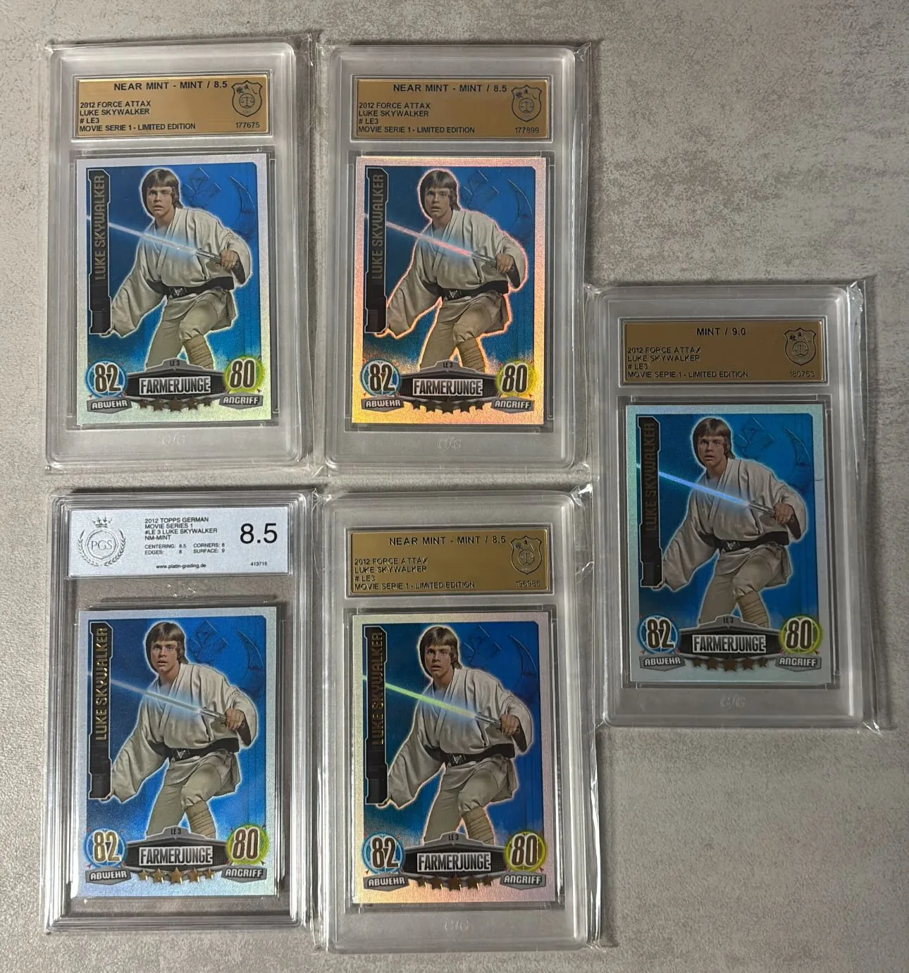 Mehrere gegradete Luke Skywalker LE3 Karten — Movie Serie 1 Limited Edition