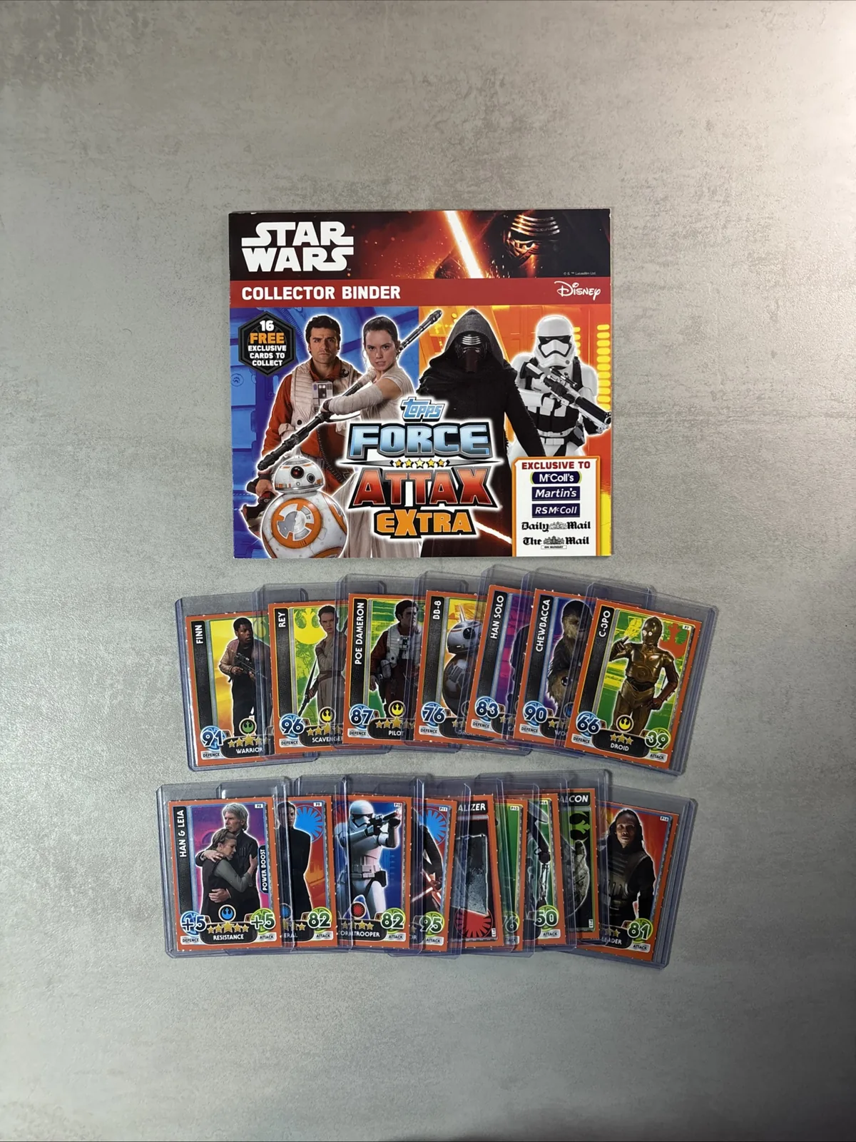 Kompletter P1 bis P16 Kartensatz Force Attax Extra mit Collector Binder